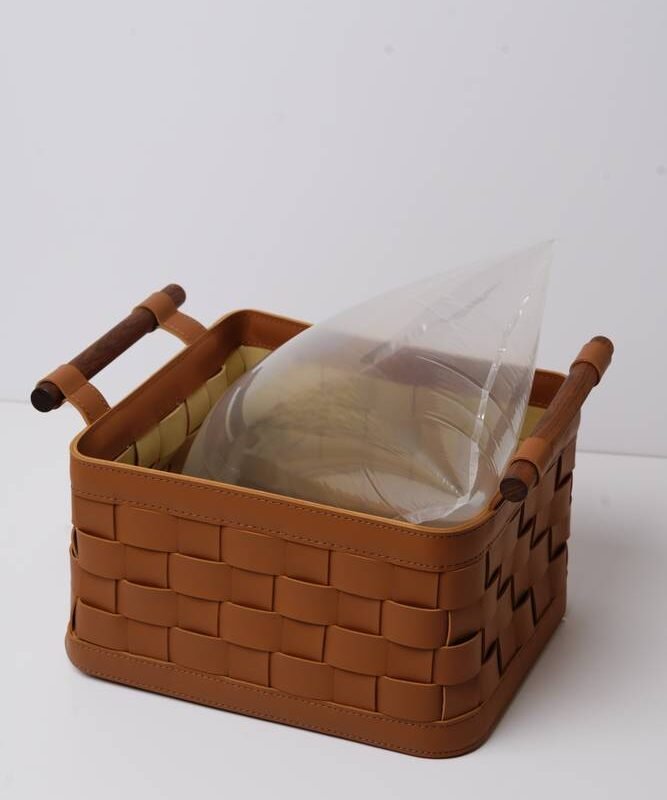 سلة تخزين جلد بتصميم فاخر